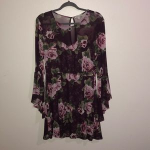 Plum Floral Print Dress